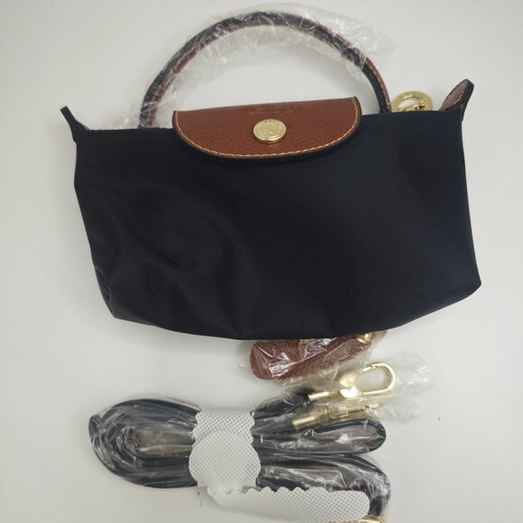 Black Longchamp Nylon Tote with Leather Trim - Picture 3 of 4